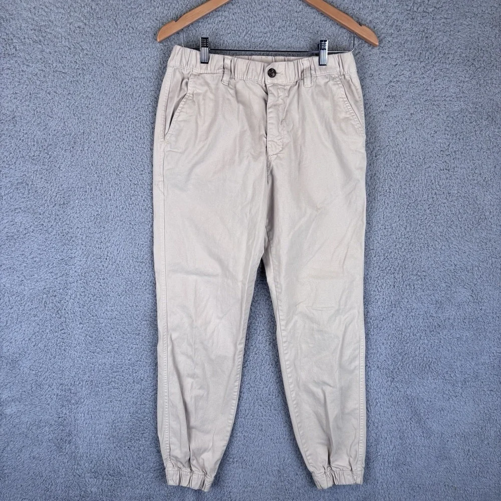 Bearbottom Pants Mens Medium Khaki Beige‎ Stretch Jogger Elastic Cuffs Casual